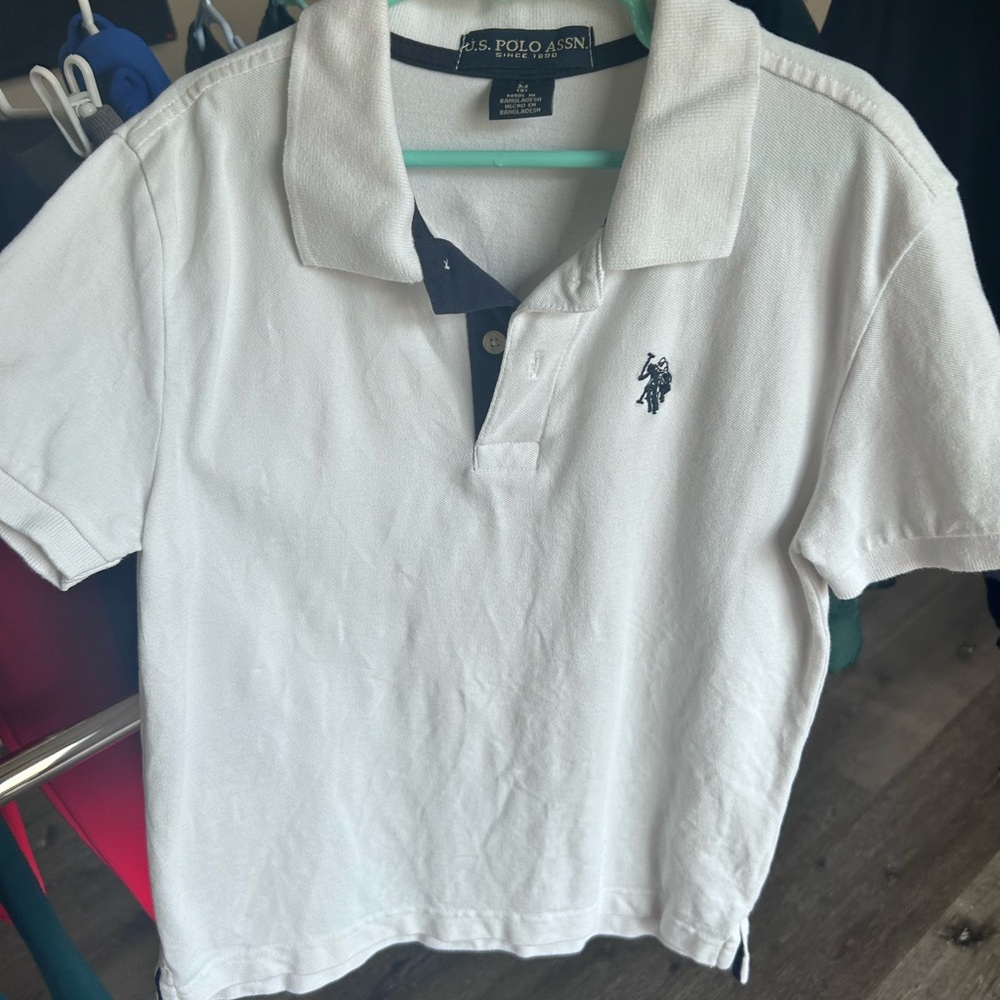 U.S. Polo Assn. White and Navy Polo Shirt